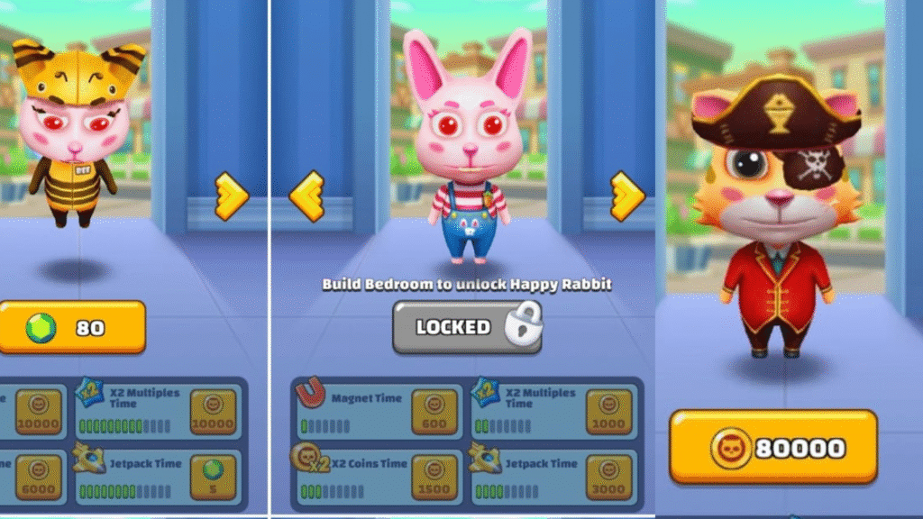 cat runner game characters